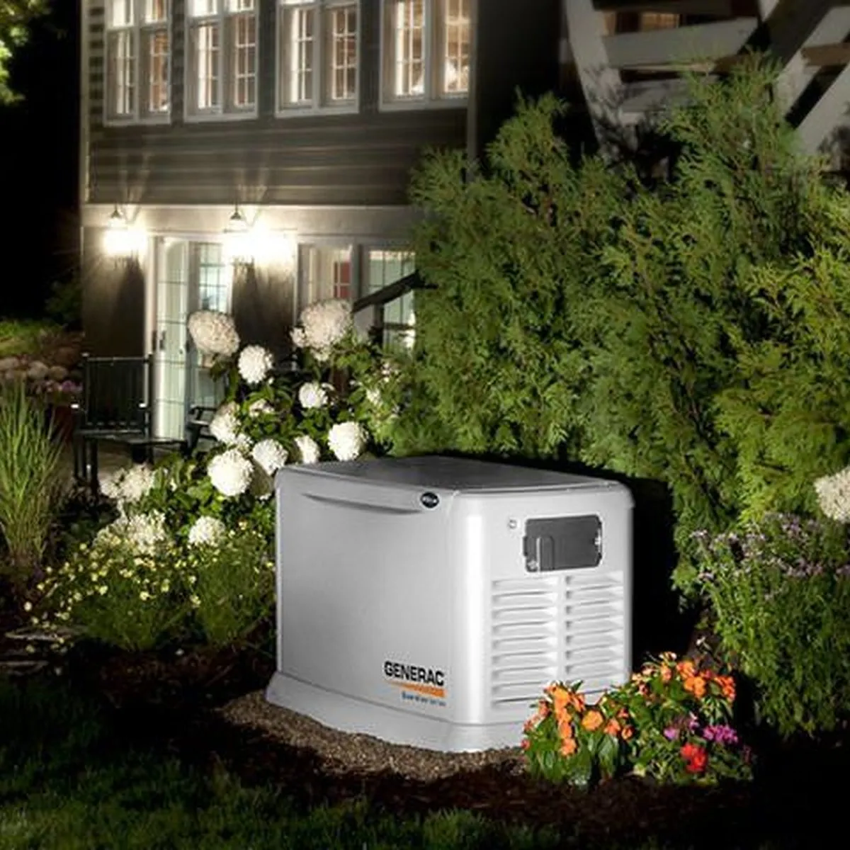 Generac standby generator beside a house